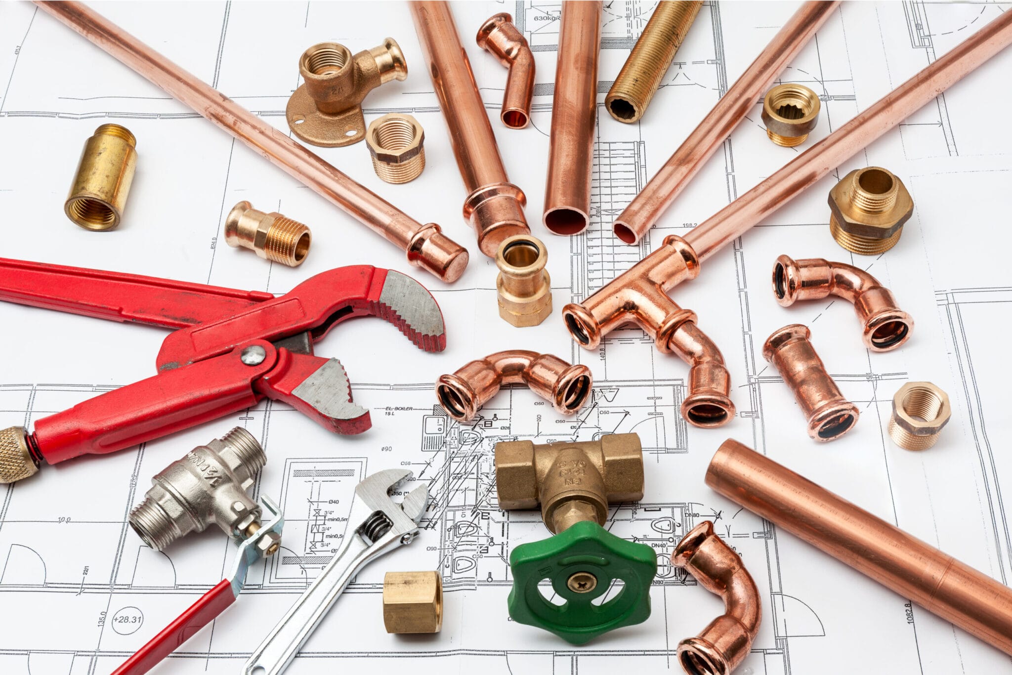 Copper pipe fittings and plumbing parts for Powder Springs, Georgia repairs