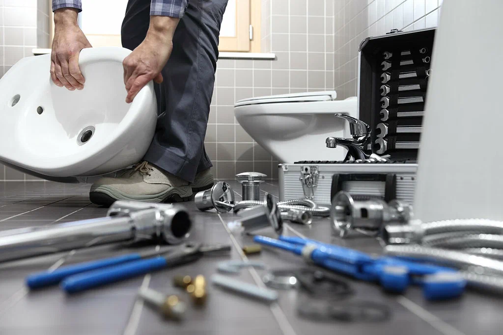 Plumbing tools prepared for a bathroom repair in Powder Springs